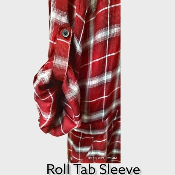 Andree Burgundy & White Plaid Midi Dress. - Picture 7 of 12